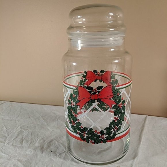 Vintage LSTC 1988 Christmas Wreath Jar, lidded, airtight, cookie container - Picture 4 of 10
